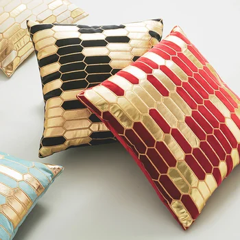 

European Dutch Cashmere Gold Embroidery Cushion Cover Velvet Paste Pillowcase Sofa Chair Seat Pillow Covers Home Decor 45*45cm