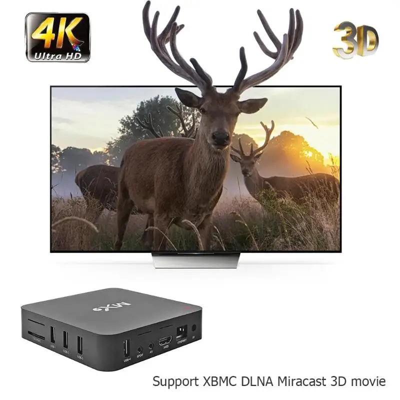 ТВ приставка MX9 4K с четырехъядерным процессором 1 ГБ ОЗУ 8 Гб ПЗУ Android 4 2 0 HD HDMI SD слот