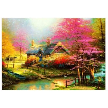 

NEW-Diamond Drawing Rural Landscape Round Rhinestones Cross Stitch Fashion Home Decor