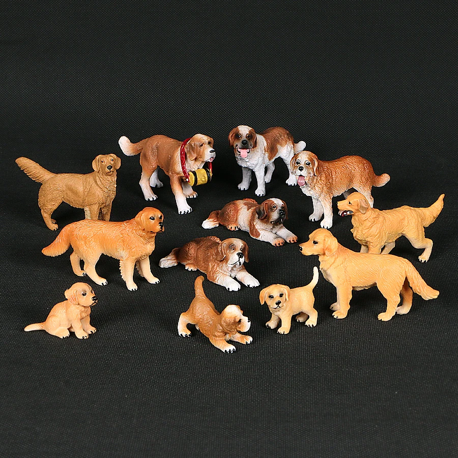 Figurines d'animaux de la famille des chiens Saint Bernard, jouets