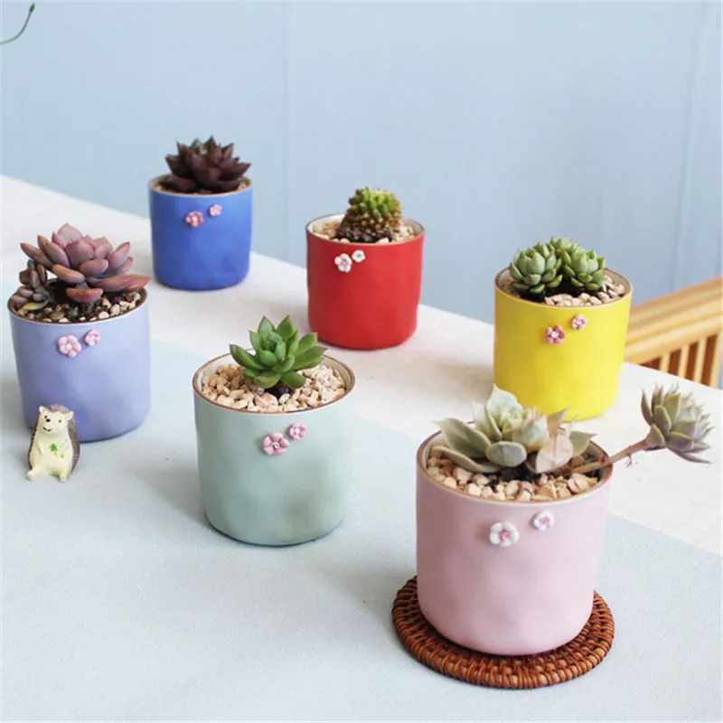 

Ceramic DIY Flowerpot Vase Succulent Plant Pot Bonsai Home Office Decor Hand-squeezed Flower Simple Planter Desktop Ornaments