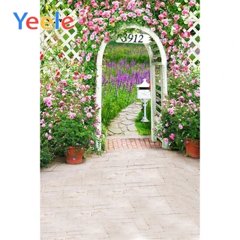 

Yeele Spring Garden Flowers Arch Door Wedding Baby Photography Backgrounds Customized Photographic Backdrops For Photo Studio