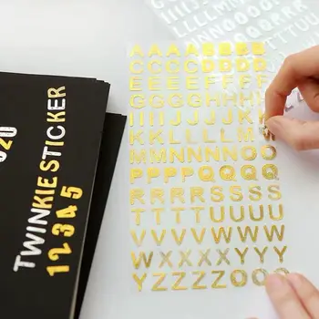 

2 Pcs Korea Creative Bronzing English Alphabet Sticker Digital Small Sticker Diary Planner DIY Sticker