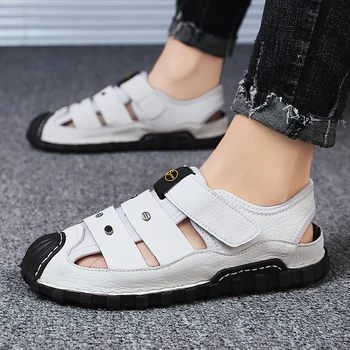 

Summer Men Sandals 2020 Leisure Beach Men Casual Shoes High Quality Genuine Leather Sandals Men Sandals Big Size 39-48