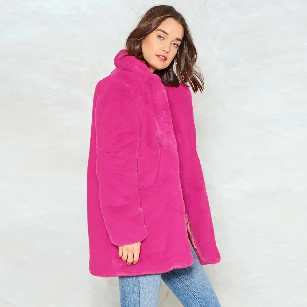 Женское пальто из лисьего меха, зимнее длинное пальто для женщин, розовое зимнее пальто из искусственного меха с плюшевым мишкой, куртки для девушек, теплый джемпер, верхняя одежда Z1023