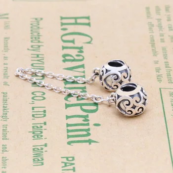 

Free Shipping Authentic 925 Sterling Silver Enchanted Heart Safety Chain Charms Fit Pandora Bracelet For Women DIY Jewelry Beads