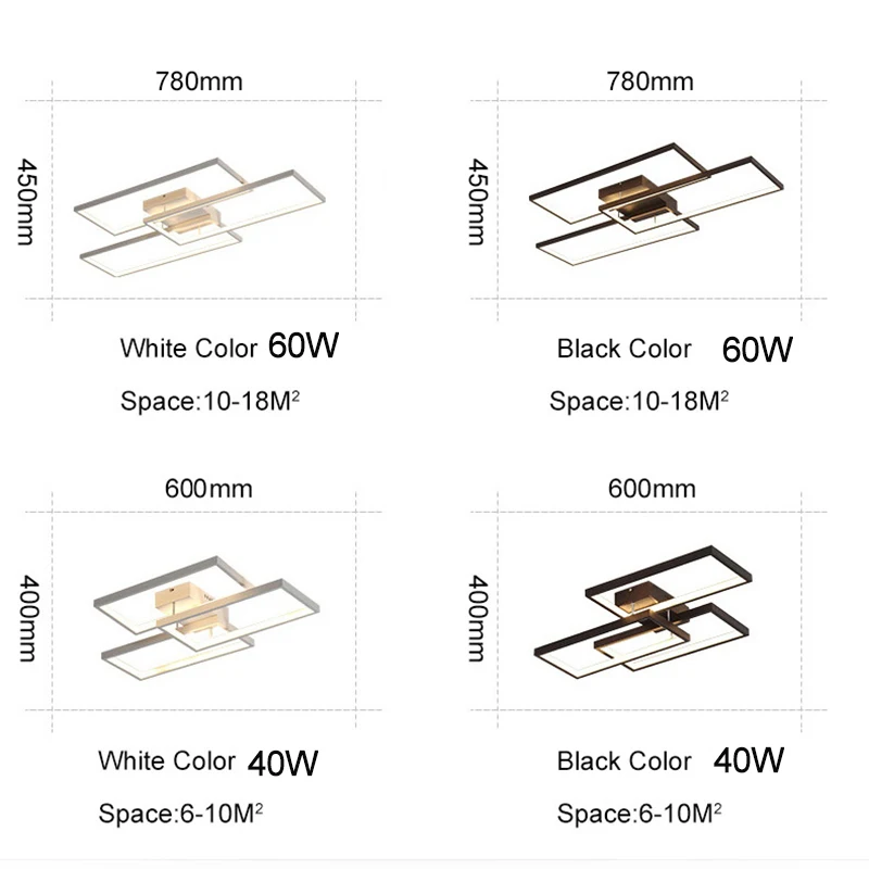 LED Chandelier NEO Gleam Rectangle Modern Dimmable 110V 220V For living room bedroom