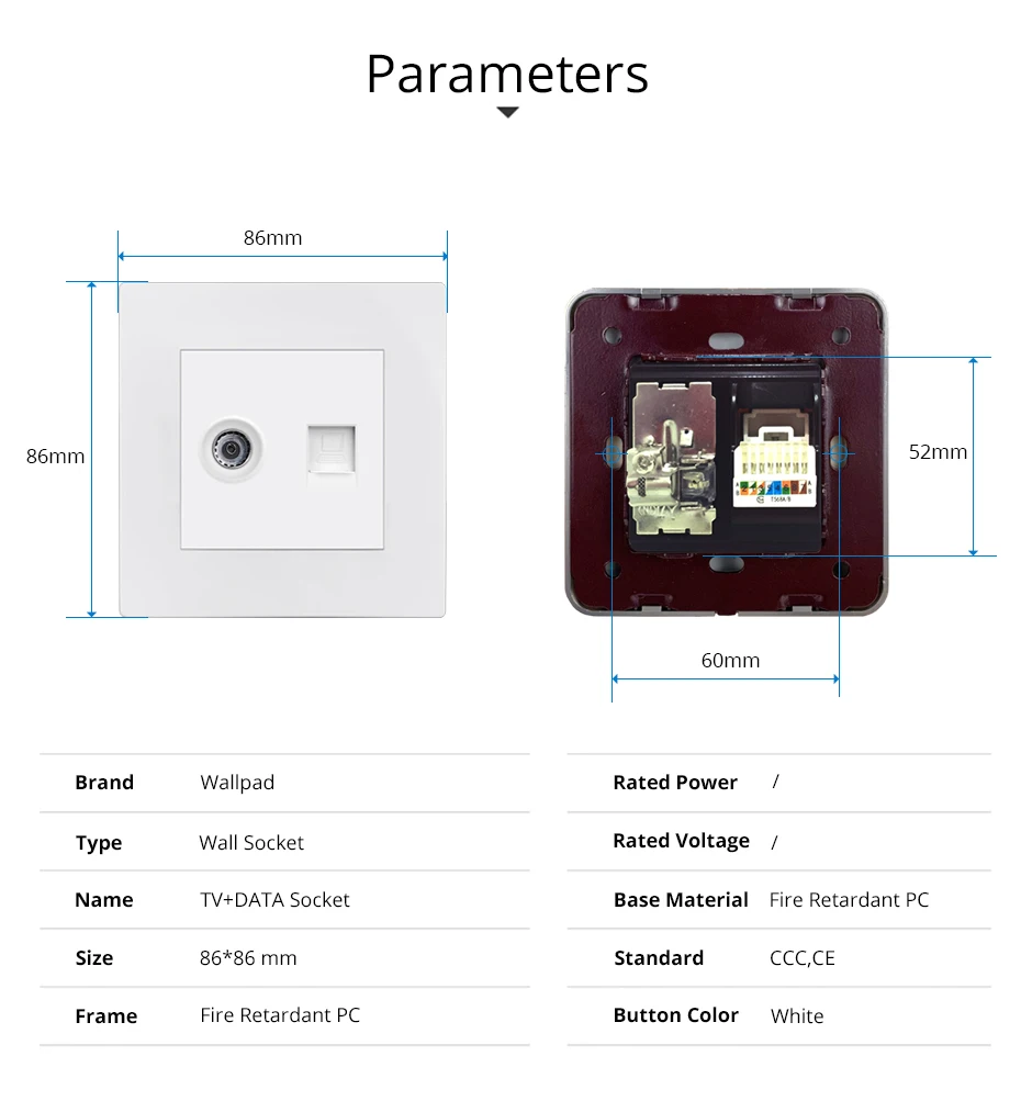 Wallpad ТВ сокет данных компьютерная сеть Rj45 CAT5 Роскошный белый ПК Панель настенная неделя розетки