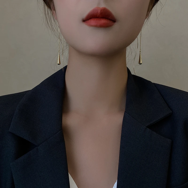 simple female water drop pendant ear line 2021 trend Women jewelry For friend Tassel Unusual earrings 6 H550b163895154804a1f6724a6e7f9a2fh