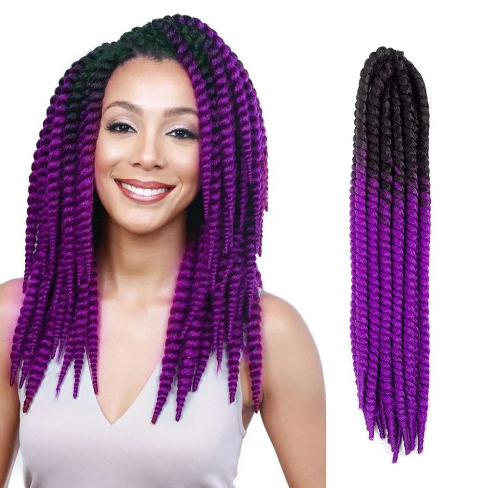 

Kong&Li 22Inch Jumbo Havana Mambo Twist Hair Crochet Braids 22'' 100 g 19 Color Ombre Synthetic Braiding Hair
