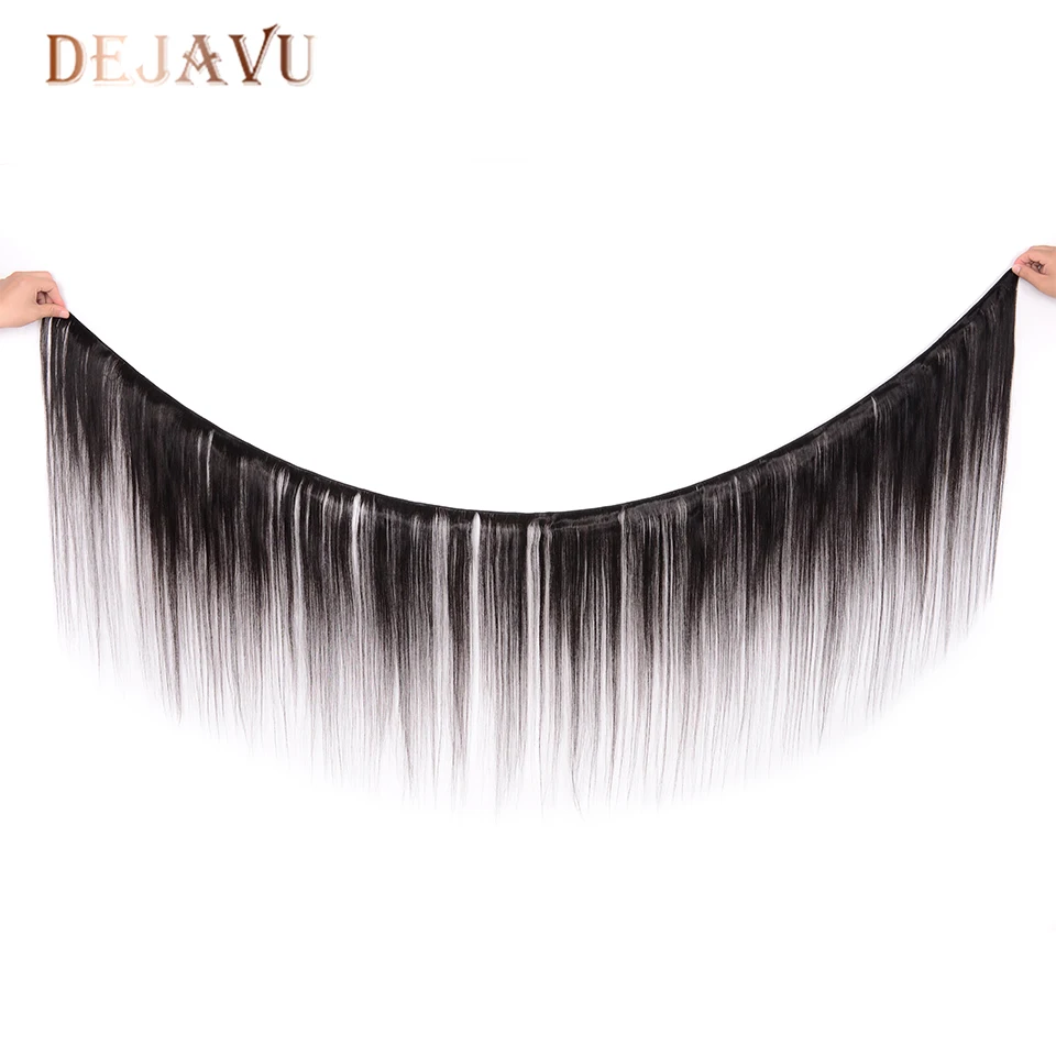  Dejavu 13x4 Frontal With 3 Bundles Peruvian Straight 100% Human Hair Bundles With Closure Non-Remy 