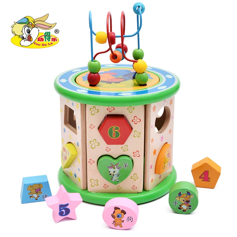 

CHILDREN'S Toy Large Size Bead-stringing Toy Treasure Chest 1-3 Years Old Baby Educational Beaded Bracelet Wooden Multi-function