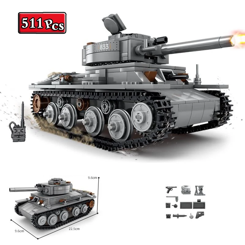 Военная серия WW2 немецкий светлый танк Коллекционная модель MOC строительные