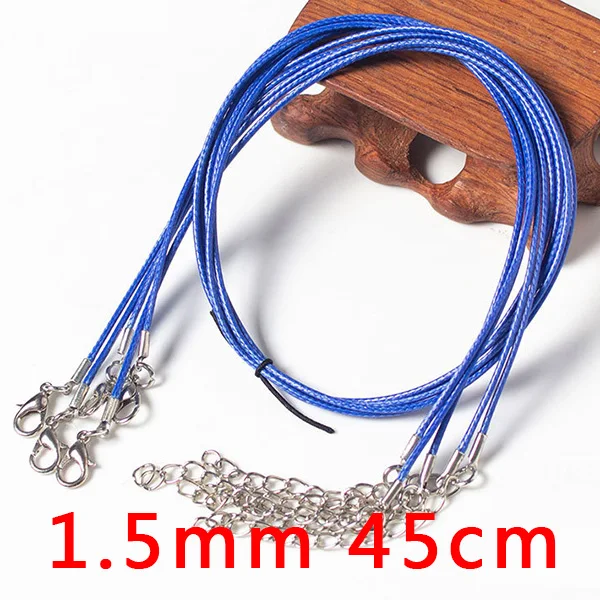 Royal blue 20 штук 45/60 см 1,5/2 мм в диаметре, различные кожаный шнур на вощеном шнуре из Регулируемая цепь плетеные веревочные Ожерелья& Подвески с космической пыли для подвесок-лобстер - Окраска металла: Royal blue