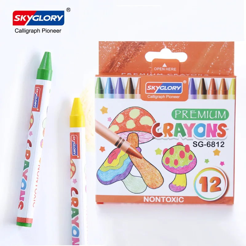 12 Color Set Nontoxic Wax Crayons Professional Colored Chalk Pastels for Art Painting Student Kids Coloring Supplies