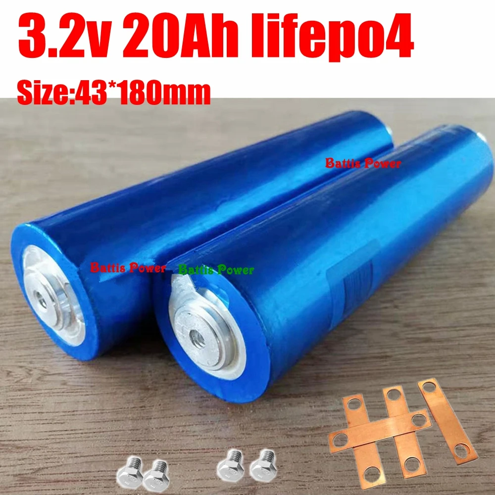 8 шт. lifepo4 3,2 В 20Ah ячеек 43180 3,2 В lifepo ячеек цилиндров для упаковки diy ebike 24 В 20ah lifepo4 не 38120 45120+ винты+ вкладки