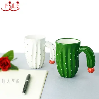 

FSILE 420ML Nordic Fashion Creative Cactus Ceramic Coffee Mug Home Breakfast Milk Drinking Cup Office Tea Cup Couple Gift Cup