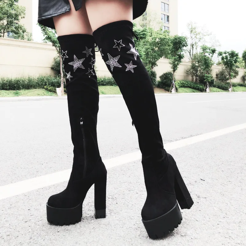 

Over-the-knee boots women's high boots new autumn boots thin thin elastic boots autumn and winter women's shoes high heels