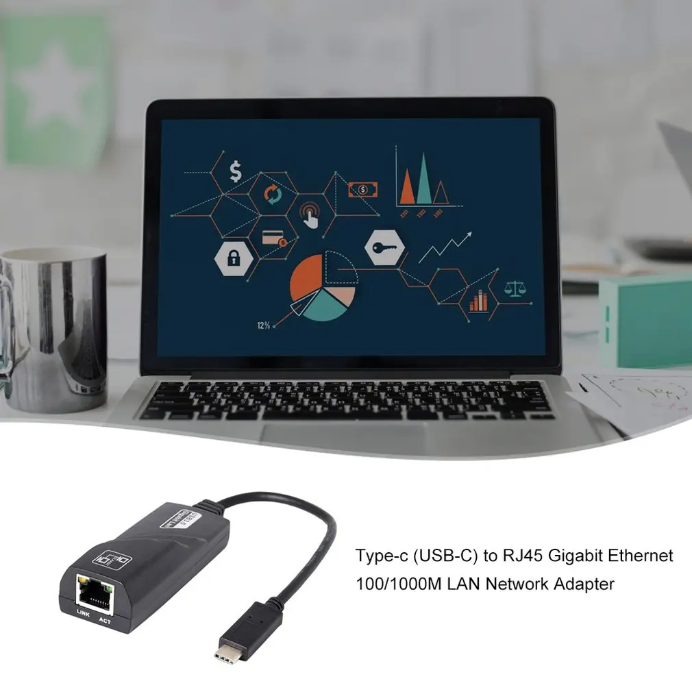 Сетевой адаптер type-C(Usb-C) к Rj45 Gigabit Ethernet адаптер 100/1000M cетевой адаптер LAN для Apple