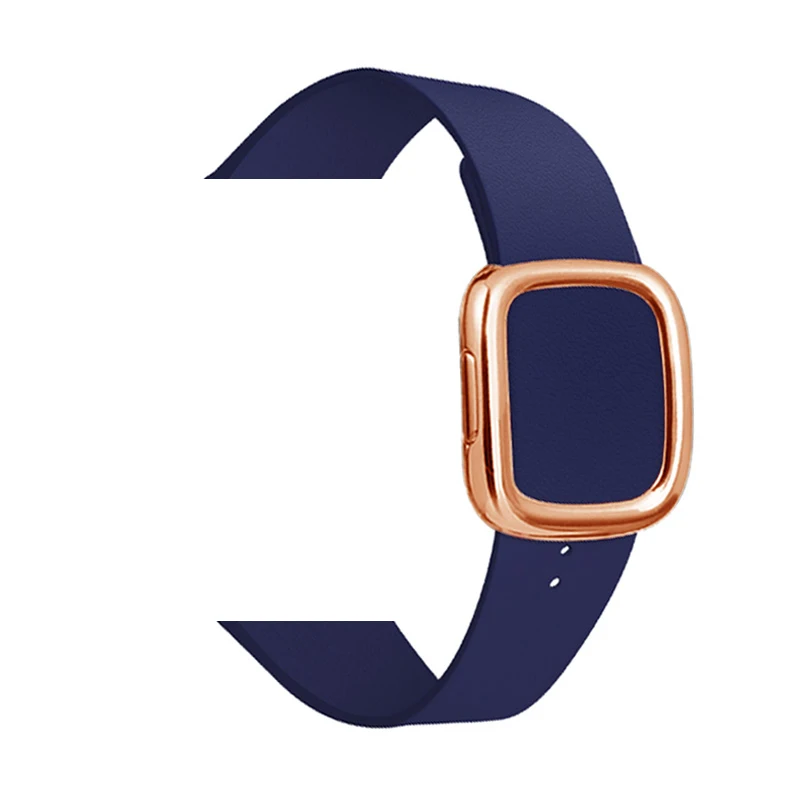 Dark blue 3 Кожаный ремешок современный Стиль ремешок для apple watch 5 группа 4 44/40 мм браслет аксессуары для наручных часов iWatch серии 3/2/1 42/38 мм - Цвет ремешка: Dark blue 3