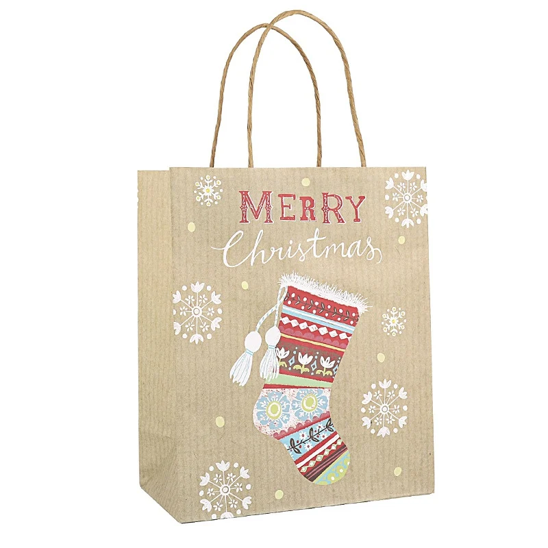 12Pcs Christmas Gift Paper Bags Festival Portable Biscuits Gift Goodies