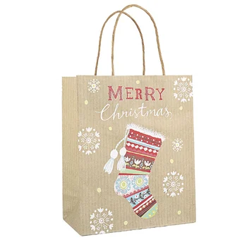 

12Pcs Christmas Gift Paper Bags Festival Portable Biscuits Gift Goodies Holders Tote Bags Containers For Party Home Bakery Hot