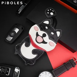 Handmade Genuine Leather Key Case Female Cute Cartoon Car Key Case Male First Layer Cowhide Creative Pull-out Key Holster Trend