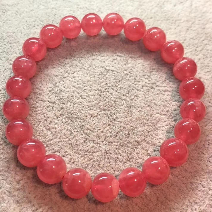 

8mm Genuine Natural Rose Rhodochrosite Argentina Clear Round Beads Woman Gemstone Bracelet Fashion Love Stone Reiki AAAAA