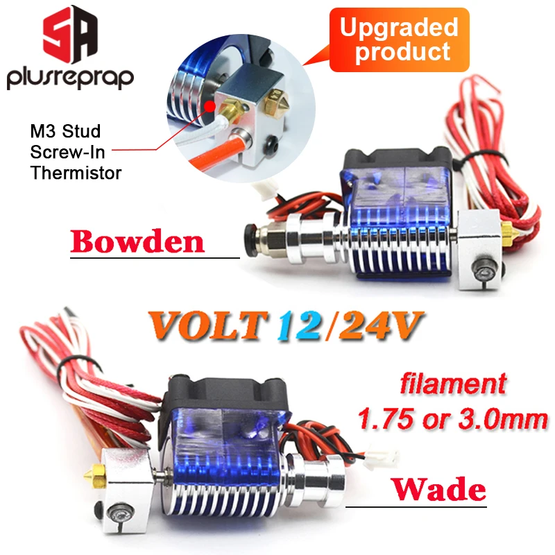 Модернизированный V6 j-головка Hotend Wade/Bowden экструдер с нагревателем M3 винт-в термистор сопла Вентилятор теплоотвод MK8 3D для деталей принтера