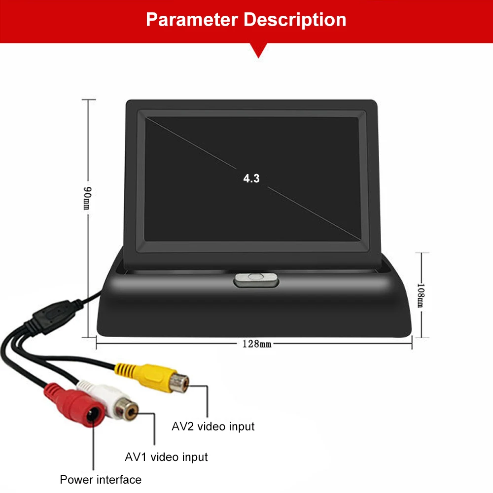 Монитор складной автомобильный Jansite 4 3&quot TFT LCD дисплей NTSC PAL для камеры заднего