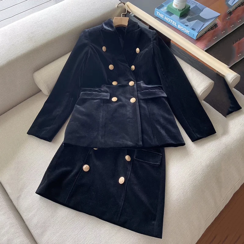 Мода Две юбка из кусочков s для женщин Черная куртка с юбкой 2019 Новая женская юбка из кусочков