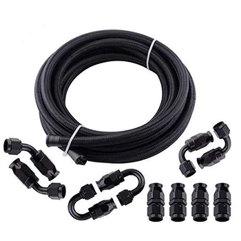

16Ft 8AN 1/2 Inch Nylon Stainless Steel Braided PTFE E85 Tube Transmission Gas Oil Fuel Line Hose End Fittings Kit