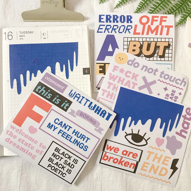 

8Pcs/Set Vintage English Words Letters Sticker DIY Craft Scrapbooking Album Junk Journal Planner Decorative Stickers