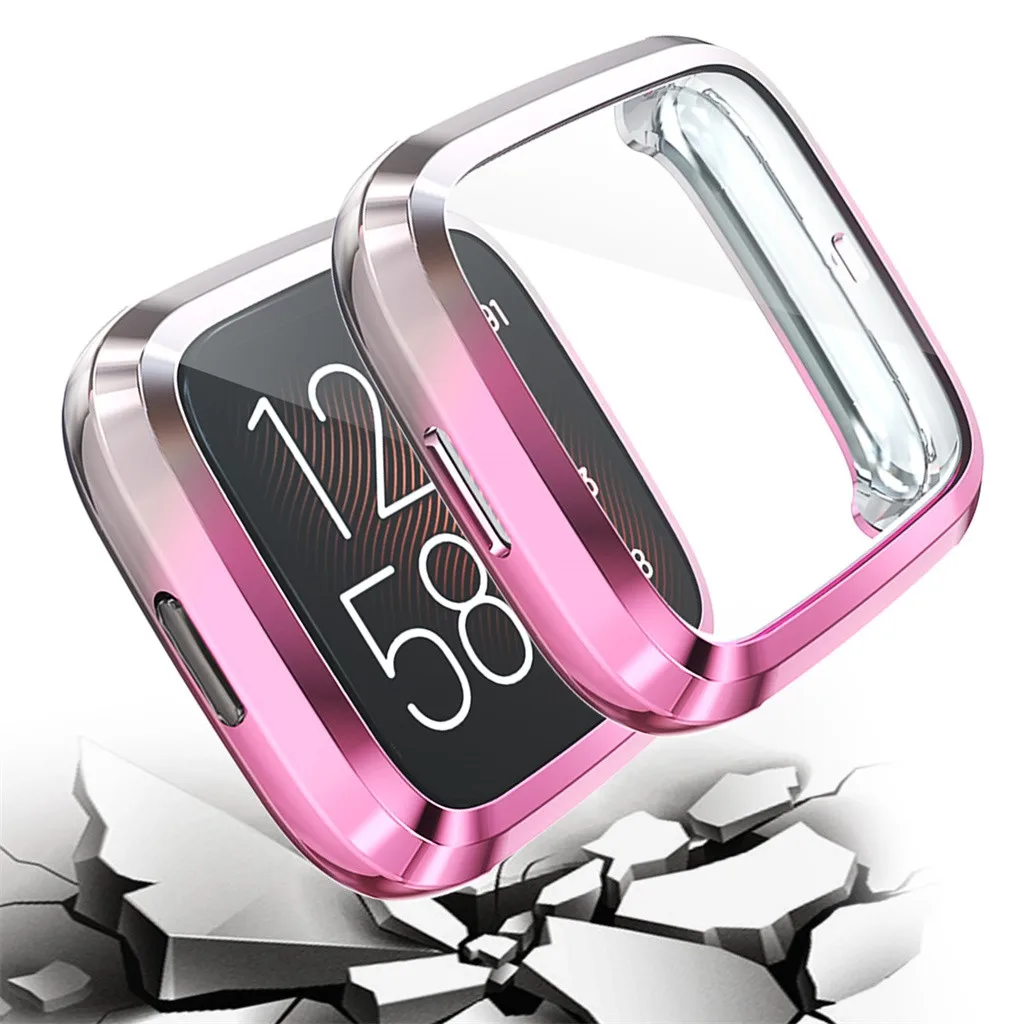 Colorful Ultra-Slim Electroplate TPU Case Cover for Fitbit versa 2 Smart watch Protective accessories Frame Protector#1107