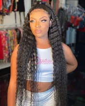 Mechones de pelo humano Remy con Perla Negra y ondas profundas, mechones de 30 pulgadas con cierre, 3 mechones