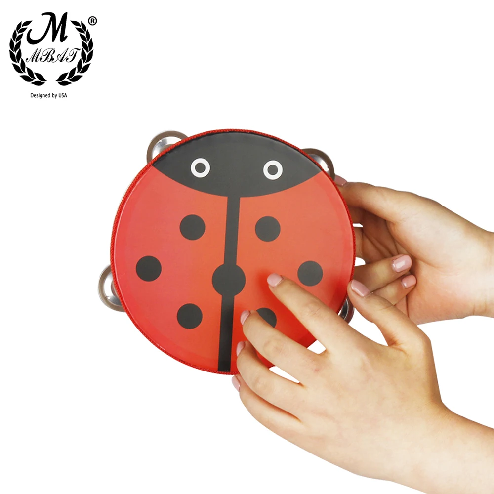 M MBAT Orff's SY-18 Cartoon Wooden Tambourine Freestyle Hand Drum Bell High-Quality Musical Percussion Instrument For Kid Games