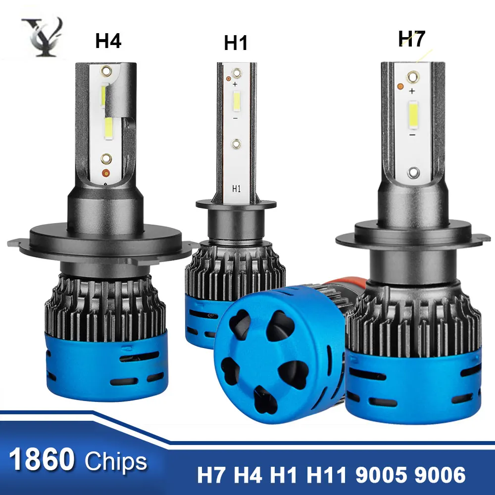 2 шт. супер яркий мини светодиодный H7 Canbus фар комплект H4 H1 H11 H8 H9 9005 9006 9012 1860 чипов(Подол короче спереди и длиннее сзади) фары дальнего и ближнего света фары 12V 6000K