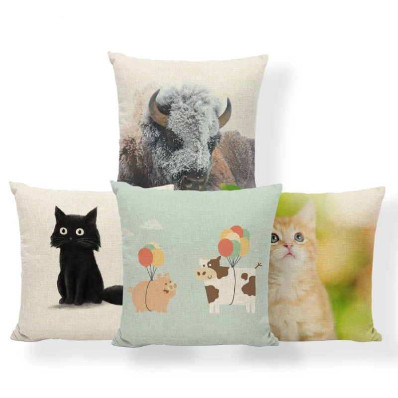 

Animal Cushion Set Horse Cat Cattle Pig Elephant Penguin Deer Custom Decorative Pillow Squirrel Owl Panda Bear Arctic Fox Pillow