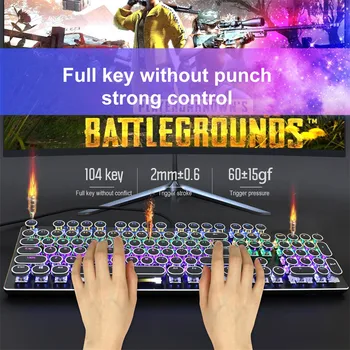 

New N518 Punk Robot Wired Keyboard And Mouse Set Round Key Cap For PC Computer