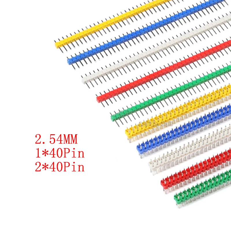 

10Pcs 1*40P 2*40P Male Breakable Pin Header Strip 2.54mm Straight Pin Header Strip Connector for PCB Board DIY Soldering