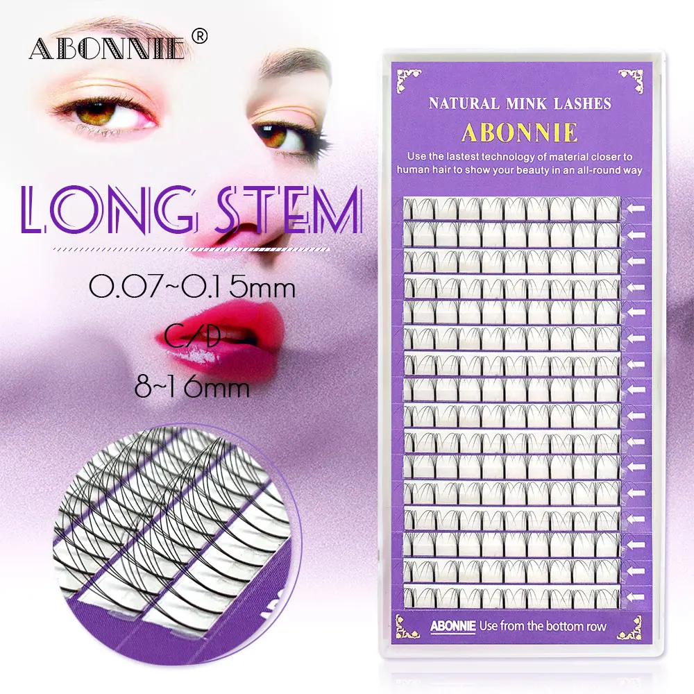 Накладные ресницы Abonnie с длинным стержнем 16 линий 3D/4D/5D/6D натуральные длинные для