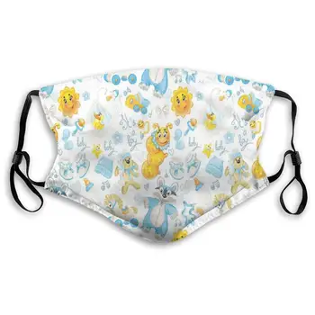 

NYF Its A Boy Image with Happy Sun Raccoon in Pyjamas Blue Hats and Pacifier Stretchable Outdoor Dustproof Breathing Mask