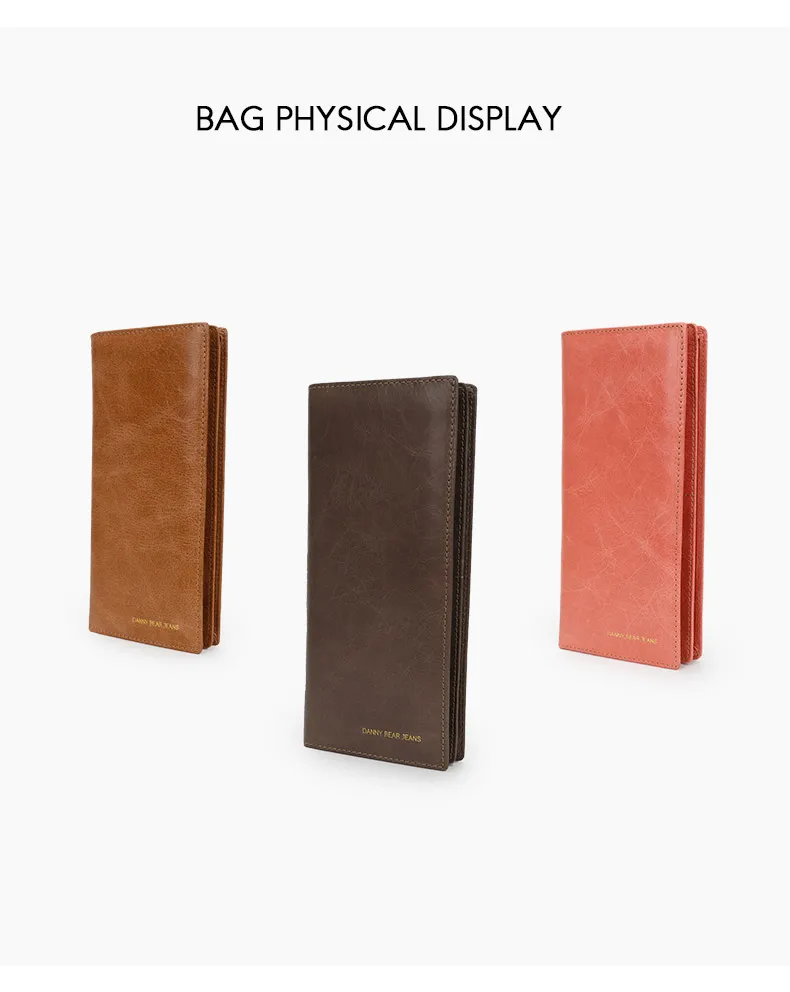 Danny Bear, длинный стильный кожаный бумажник, сплошной цвет, винтажный, многофункциональный чехол для карт, держатель для наличных денег, DJB6812022