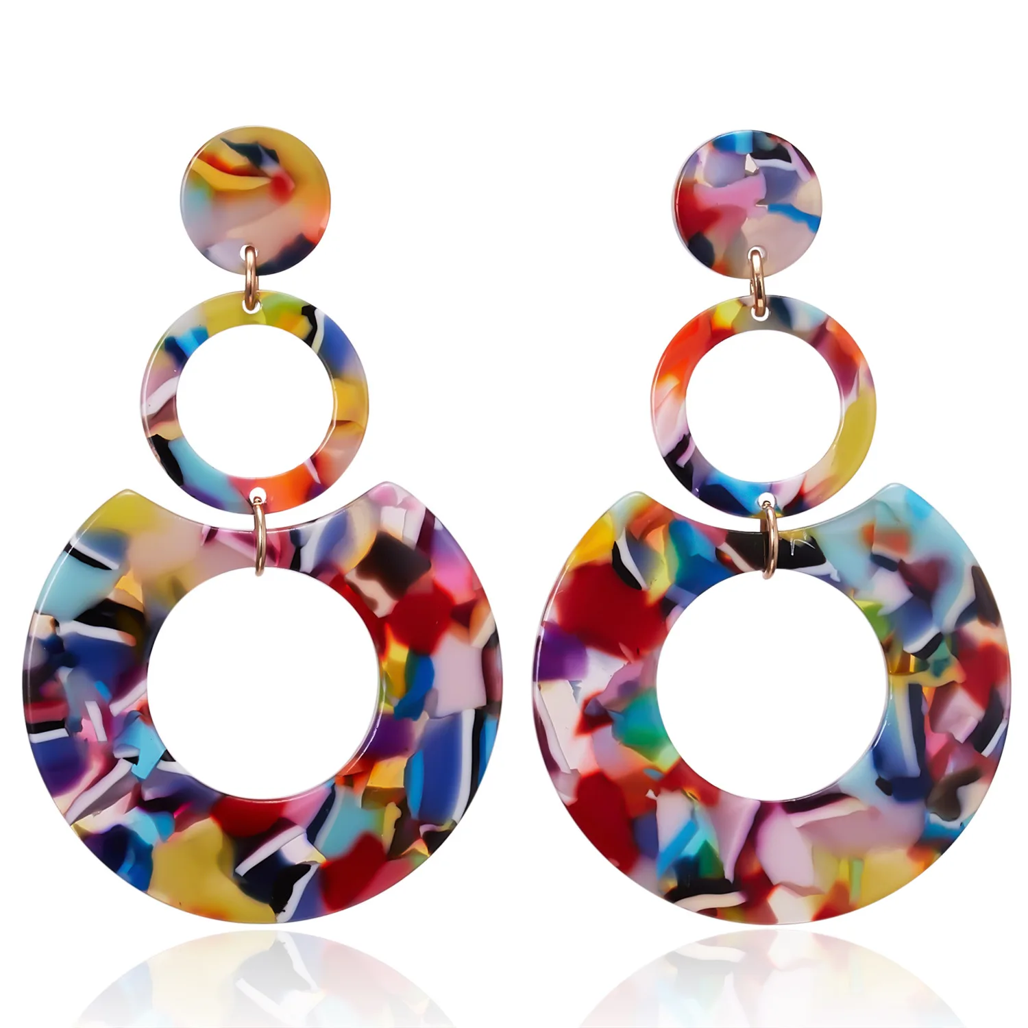 

2020 Big Boho Colorful Acrylic Drop Earrings for Women Vintage Resin Long Statement Dangle Bohemia Earring Korean Female Jewelry