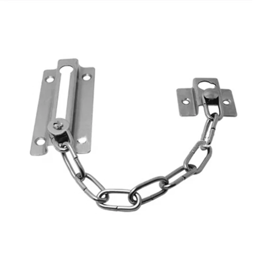 Stainless Steel Security Door Chain Lock Anti-theft Cabinet Chain Door Latch DRestrictor Lock with Screws