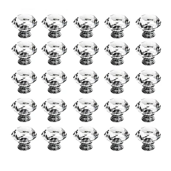 

Crystal Door Knobs,25 Pcs 30 mm Clear Glass Drawer Door Furniture Handles with Screws,for Kitchen Office Chest Cabinet