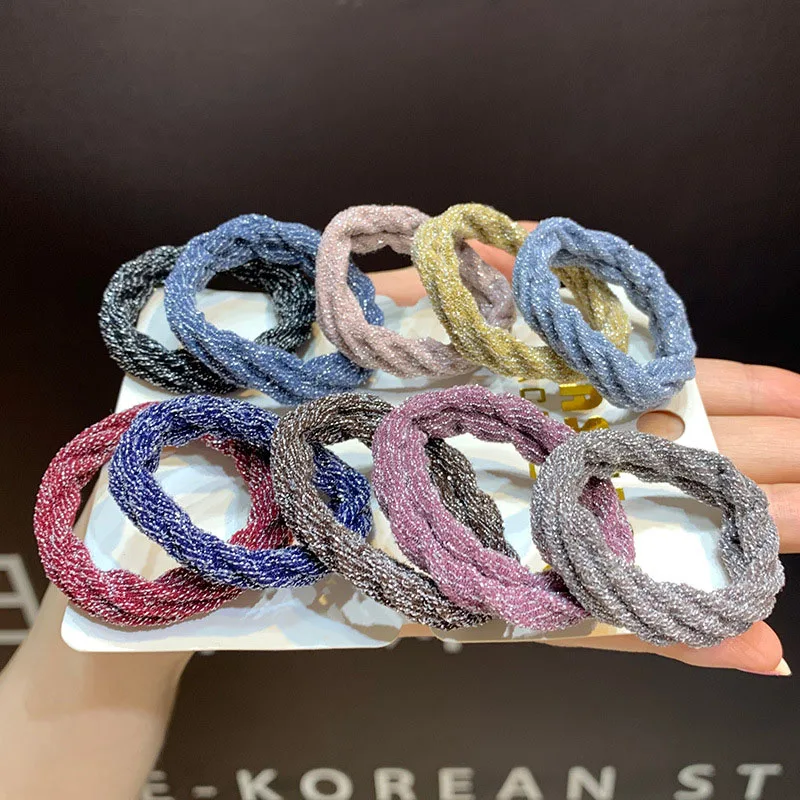 

10Pcs/Set Colorful Twisted Rubber Hair Bands for Women Ponytail Holder Ornament Scrunchie Elastic Hairband Girl Hair Accessories