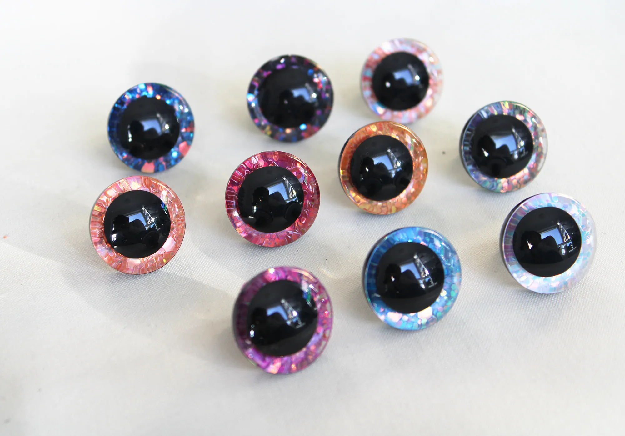 20 pièces 9mm à 35mm artisanat yeux nouvelle mode super 3D paillettes jouet sécurité yeux poupée pupille yeux avec rondelle-couleur option-T10