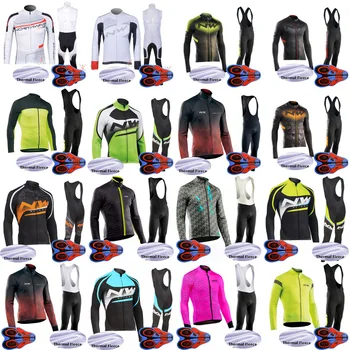 

Northwave Men Long Thermal Fleece Cycling Clothing Team Pro Cycling Jersey Winter Bib Set MTB Ropa Ciclismo Maillot S62