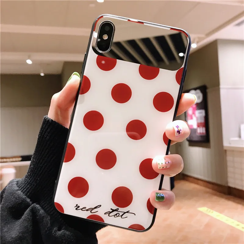 Abmos в горошек макияж зеркало стекло чехол Чехол для мобильного телефона iPhone 11 Pro X